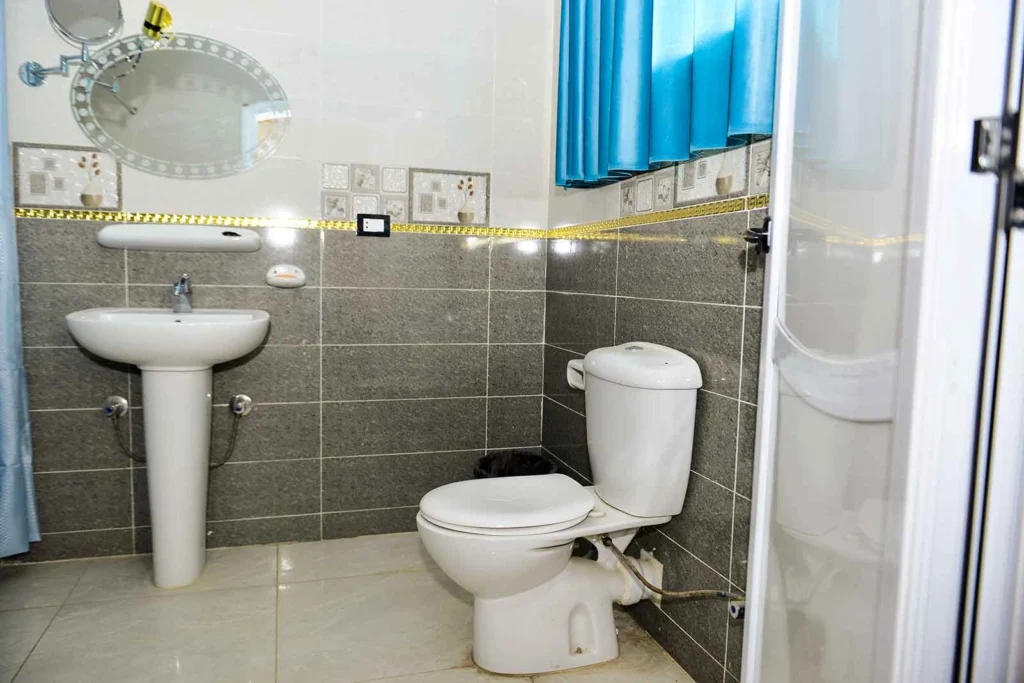 Clean private bathroom in the single room at Lake House Flamingo Luxor